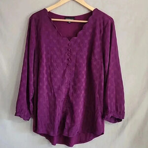 Women's Fortune + Ivy Teardrop Design Blouse, Large, Purple, Pre-Owned